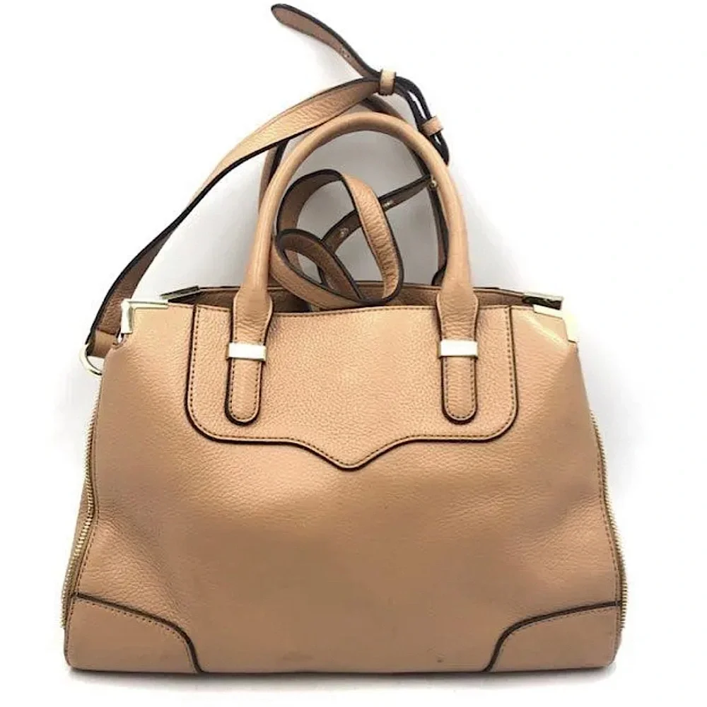 Rebecca Minkoff Peach Tan Pebbled Leather Satchel Bag Purse 🌺🌺 - Picture 2 of 15